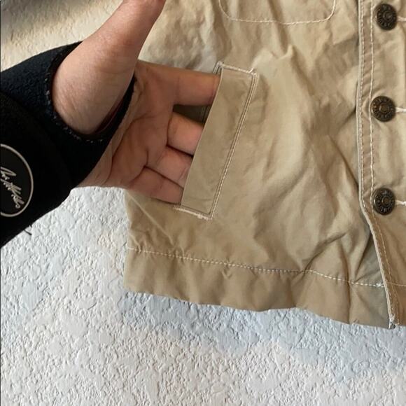 Old Navy khaki windbreaker coat lined jacket preppy mid weight - Picture 3 of 5